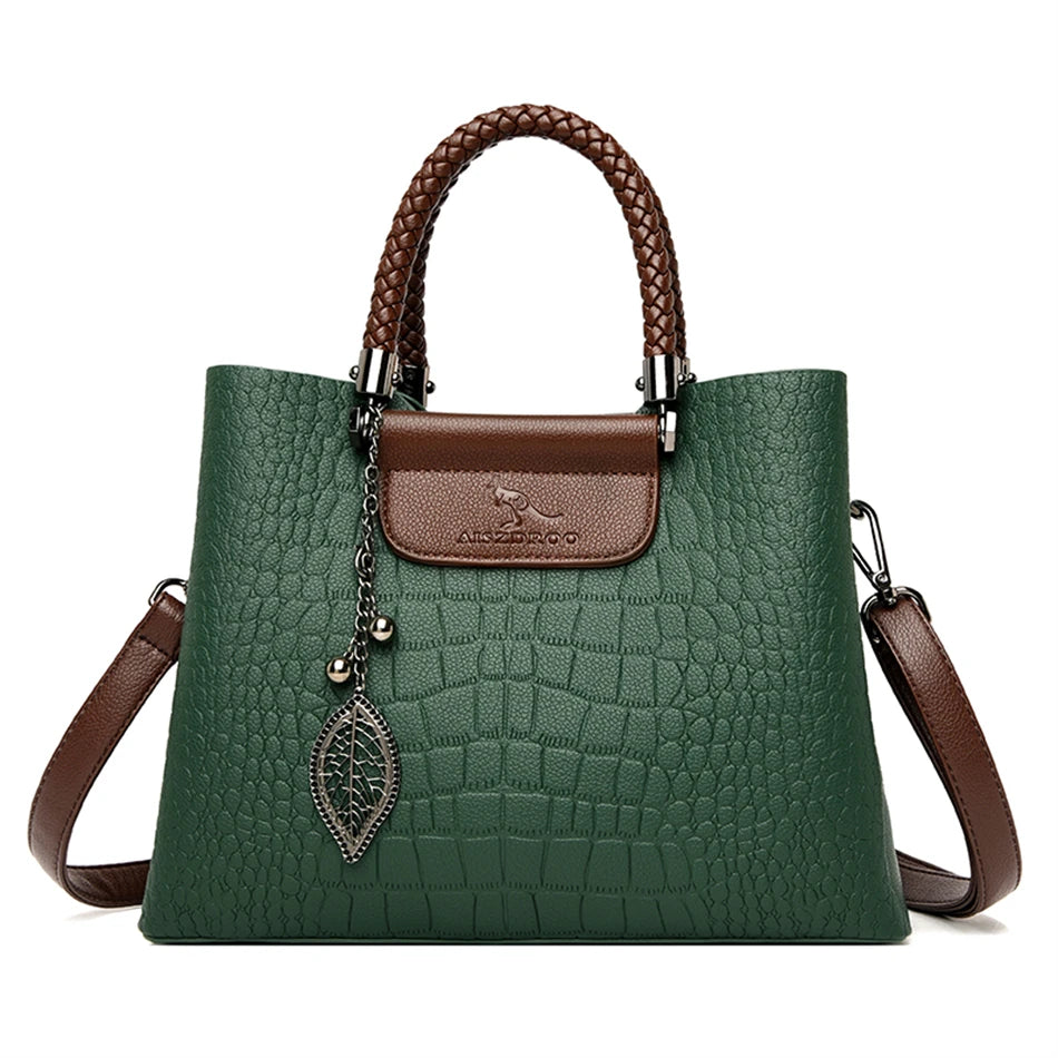 Sac Croisé Cuir Véritable Motif Alligator 3 Poches – CLEVI Paris