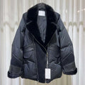 Veste femme matelassée à col large et maille – CLEVI Paris