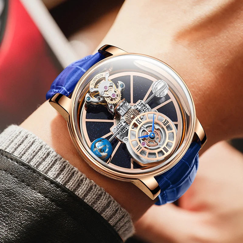 Montre Homme HAEMMER 5015 – Quartz Luxe, Verre Saphir, Bracelet Cuir, Boîtier Acier 45mm