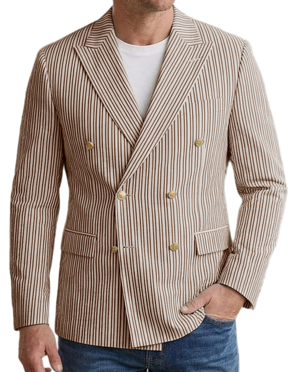Blazer homme rayé double boutonnage – CLEVI Paris