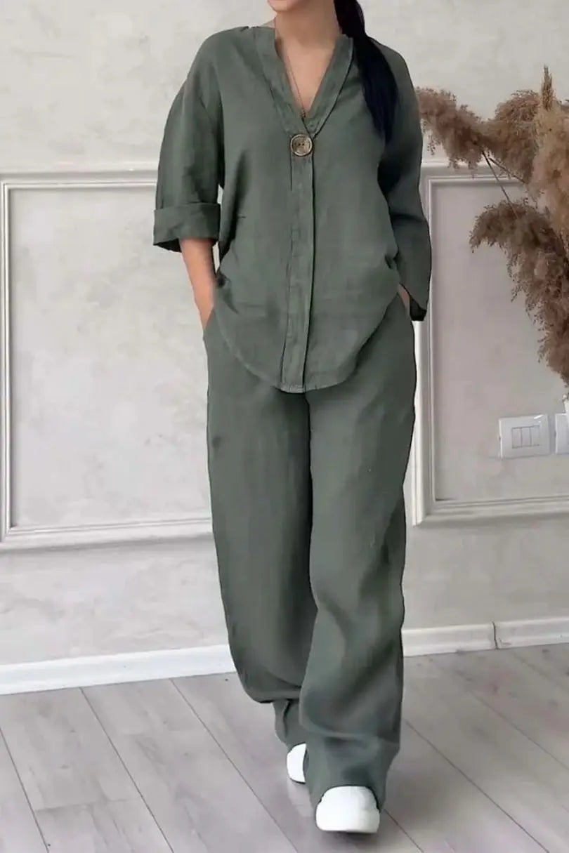 Ensemble femme ample haut et pantalon large – CLEVI Paris
