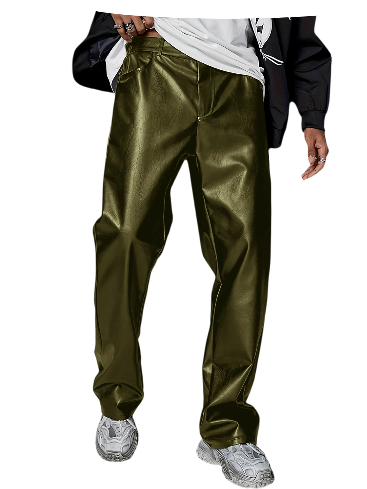 Pantalon homme en similicuir, coupe droite – CLEVI Paris