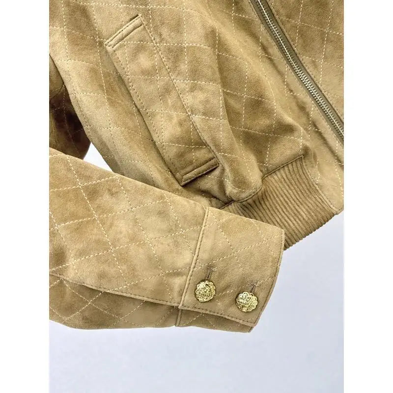 Veste femme effet suédé à motif losanges – CLEVI Paris