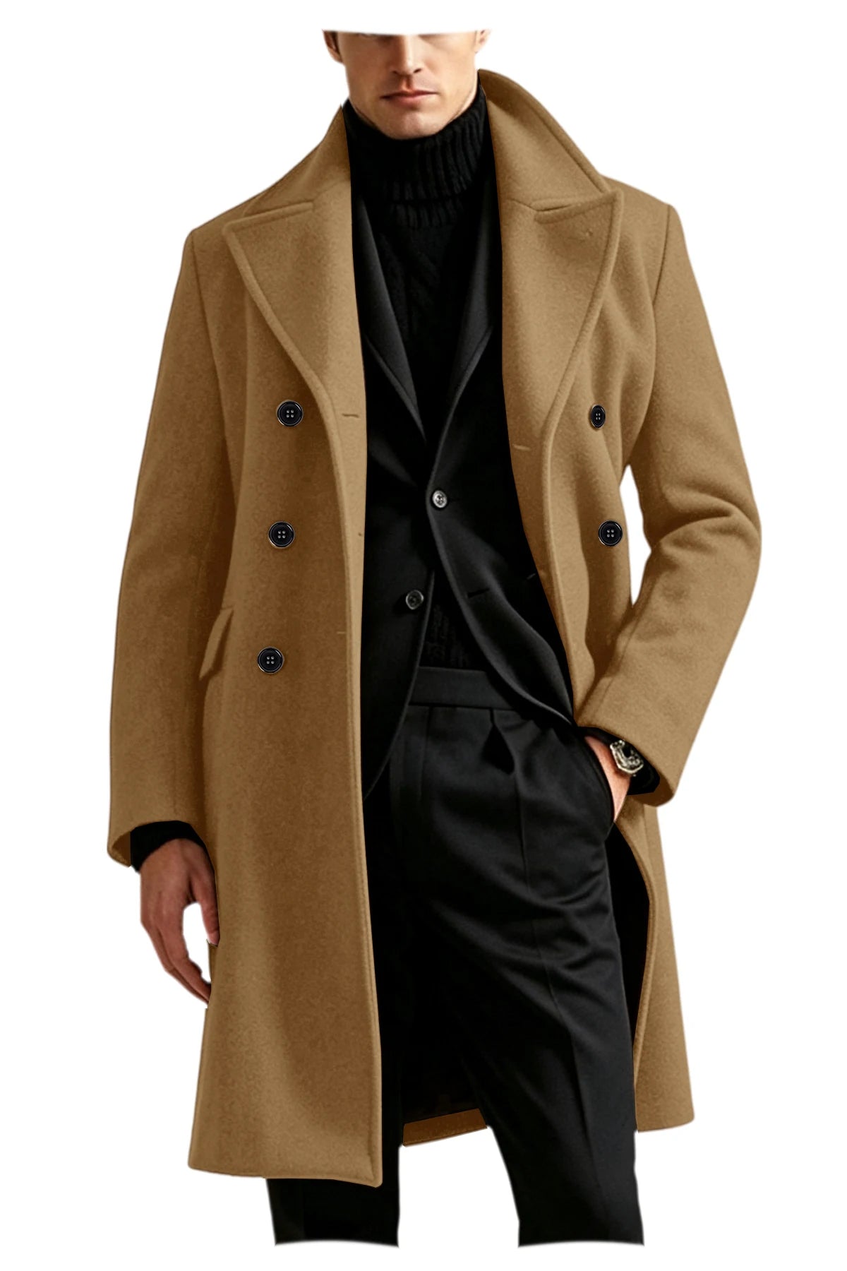 Manteau long homme laine mélangée croisé – CLEVI Paris