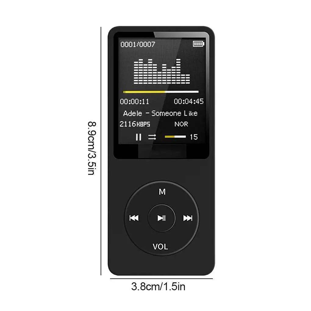 Lecteur MP3 Portable Ultra-Fin – Radio FM, Haut-parleur, Enregistreur, Écran 1,8", jusqu'à 64 Go