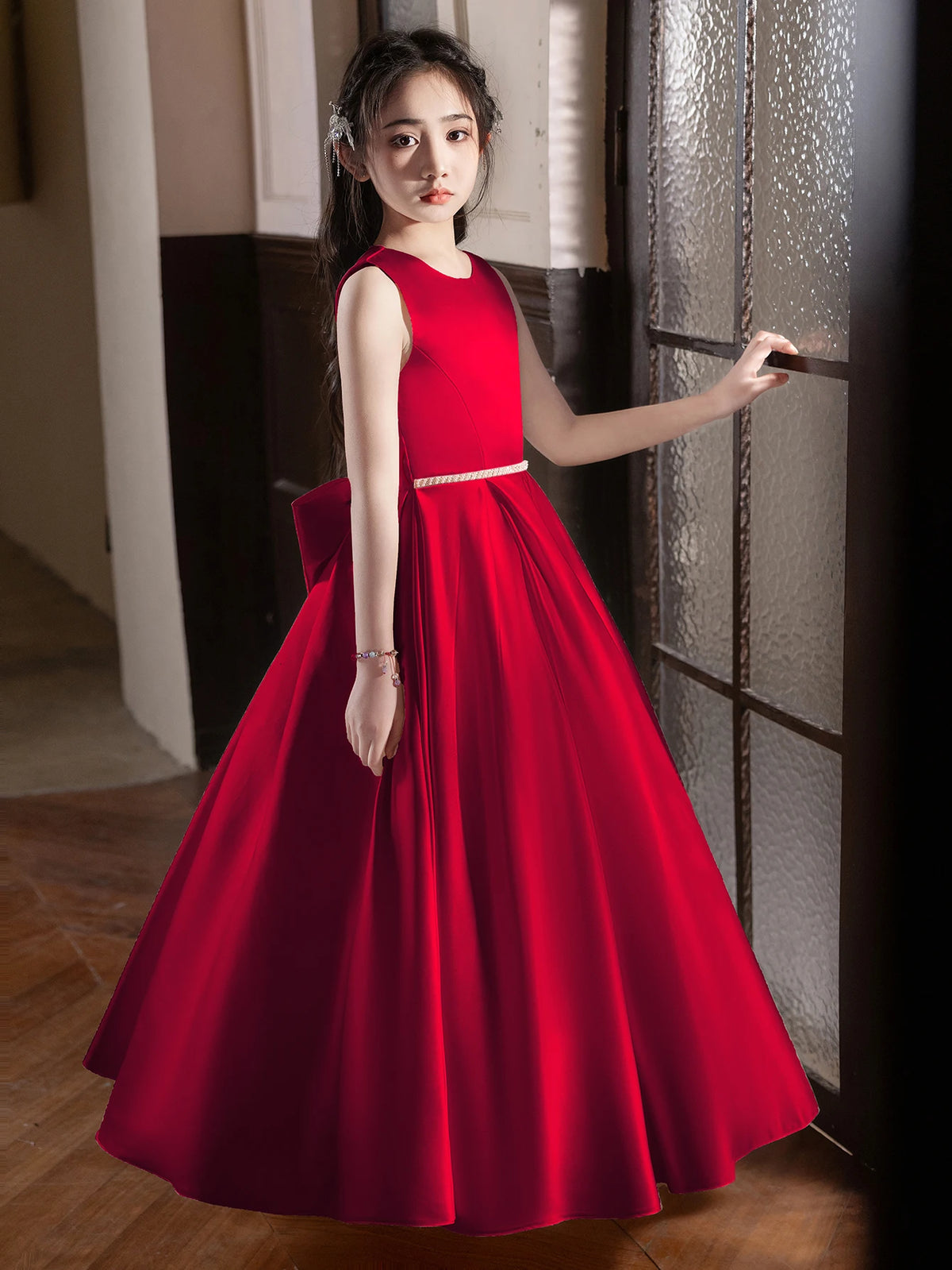 Robe cérémonie fille à grand nœud 5168 – CLEVI Paris
