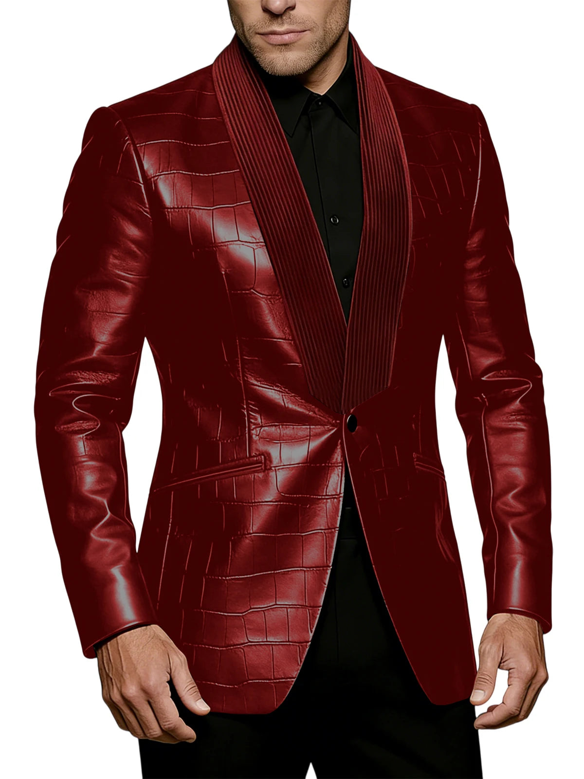 Blazer homme effet crocodile, col contrasté – CLEVI Paris