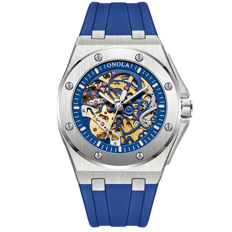 Montre Mécanique Automatique Homme Squelette Lumineux Bracelet Silicone – CLEVI Paris