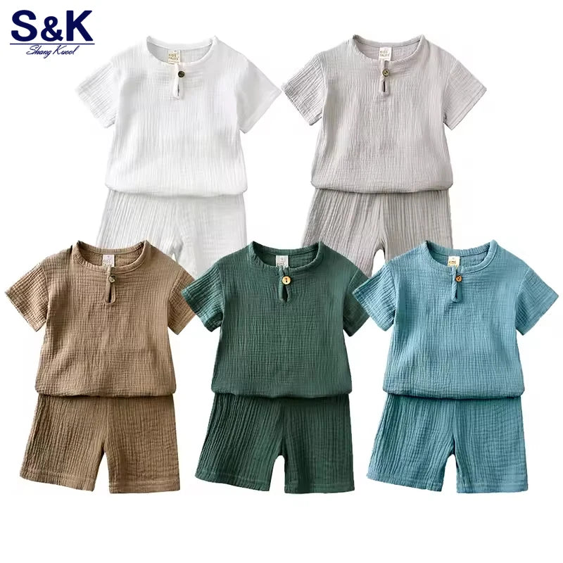 Ensemble enfant coton et lin T-shirt et short – CLEVI Paris