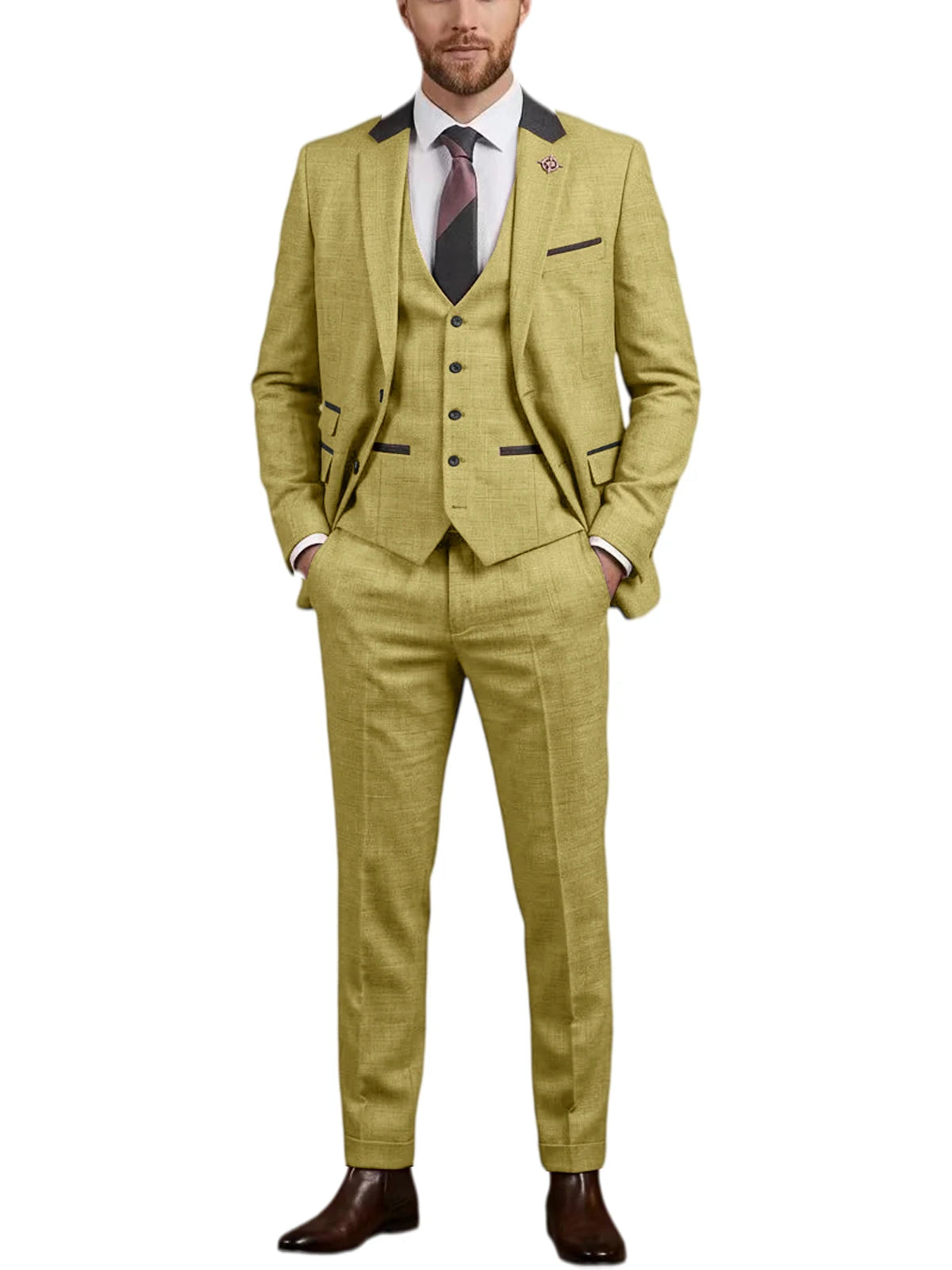 Costume homme 3 pièces en lin mélangé – CLEVI Paris