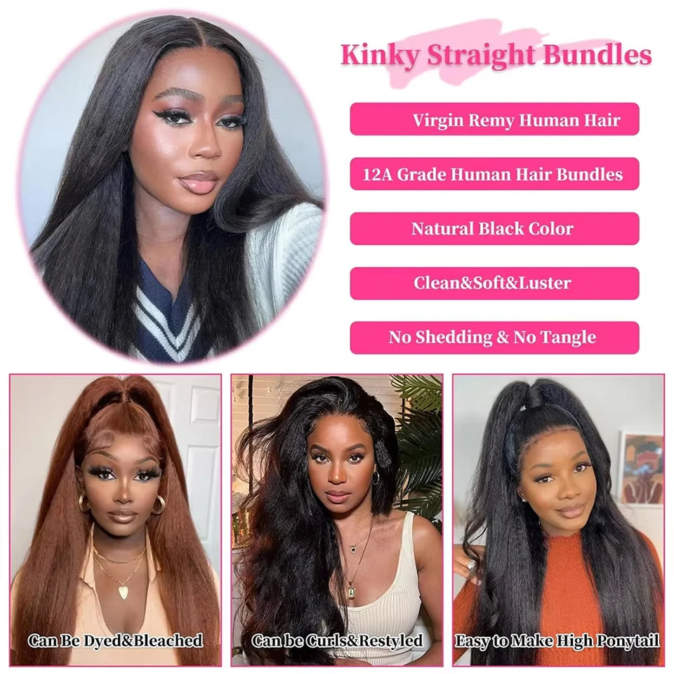 Mèches Kinky Straight Cheveux Humains Malaysia Remy 1/3/4 Bundles – CLEVI Paris
