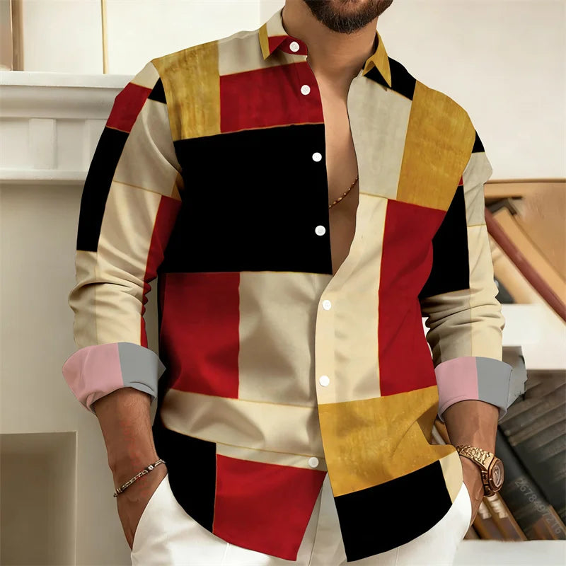 Chemise homme imprimée géométrique – CLEVI Paris