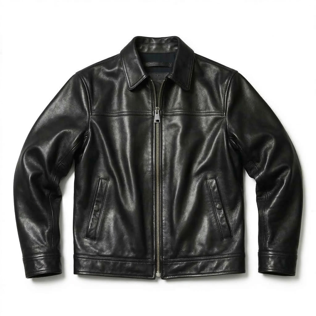 Veste homme en cuir de mouton noir – CLEVI Paris