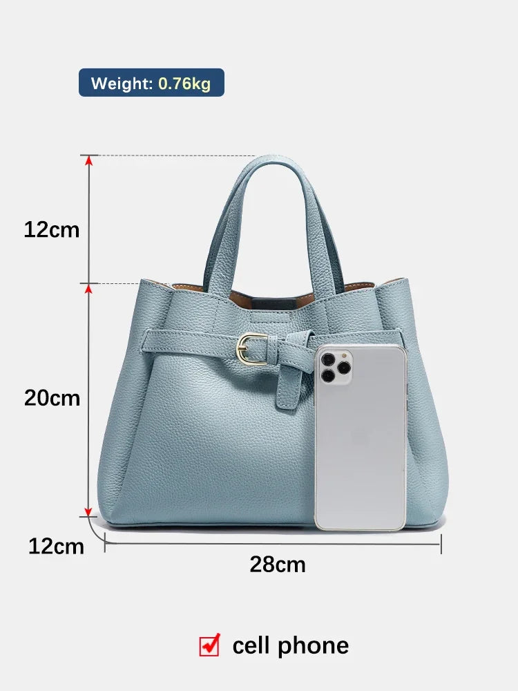 Sac Seau Femme Cuir Véritable Rivets Fermeture Zip – CLEVI Paris