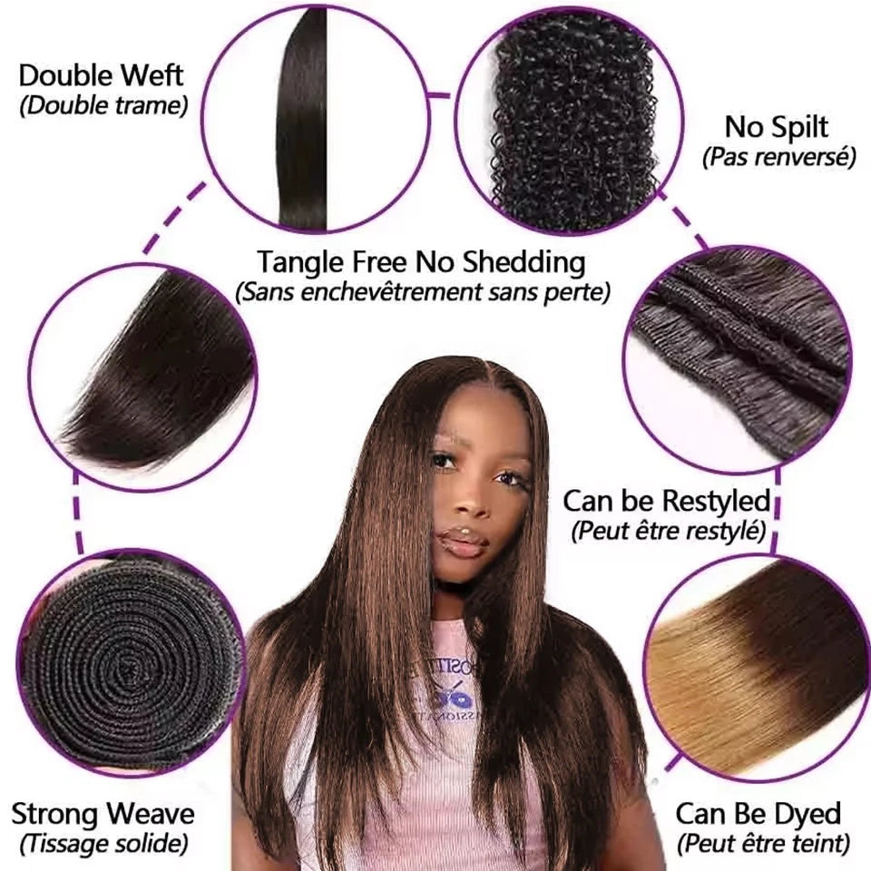 Mèches Cheveux Humains Remy Lisses 100g – Extensions Tissage Naturel – CLEVI Paris
