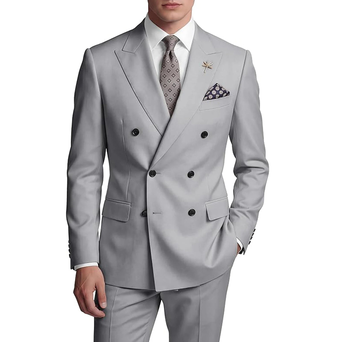 Costume homme 2 pièces croisé à boutons dorés – CLEVI Paris