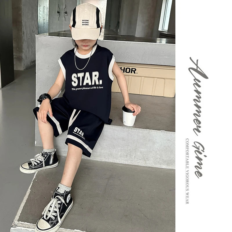 Ensemble garçon style basket haut et short – CLEVI Paris