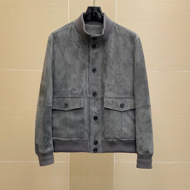 Blouson homme aspect daim à col montant – CLEVI Paris