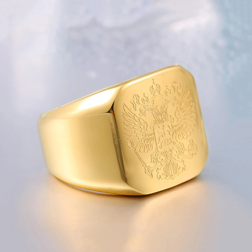 Bague double aigle en acier 316L – CLEVI Paris
