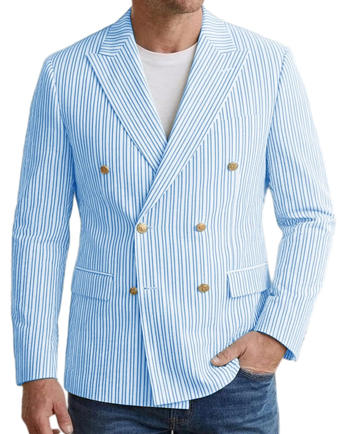 Blazer homme rayé double boutonnage – CLEVI Paris