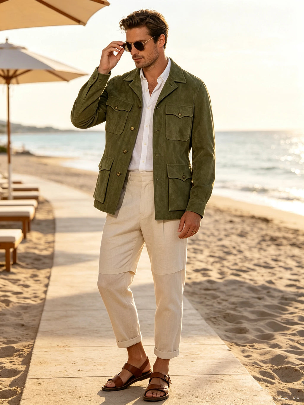 Veste safari homme en imitation daim – CLEVI Paris