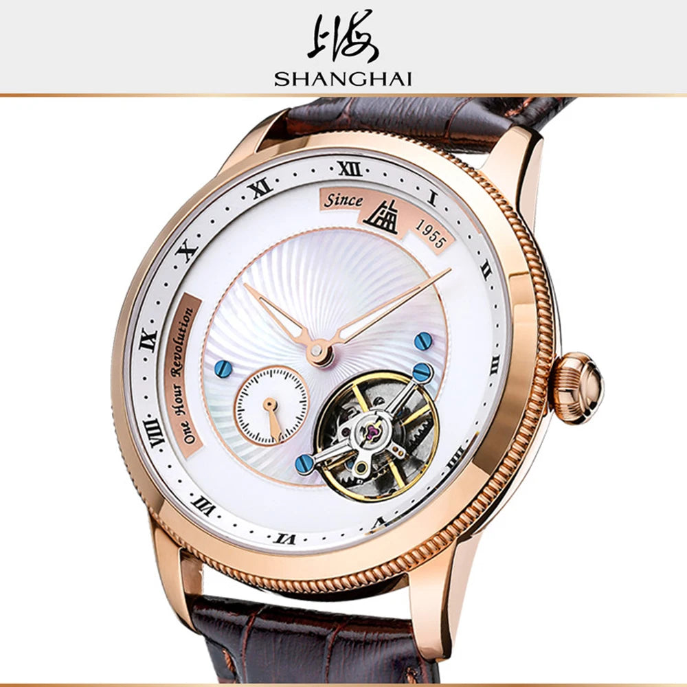 Montre Homme Manuel Carrousel Ciel Étoilé Chiffres Romains Lumineux Shanghai Watch S2000 – CLEVI Paris