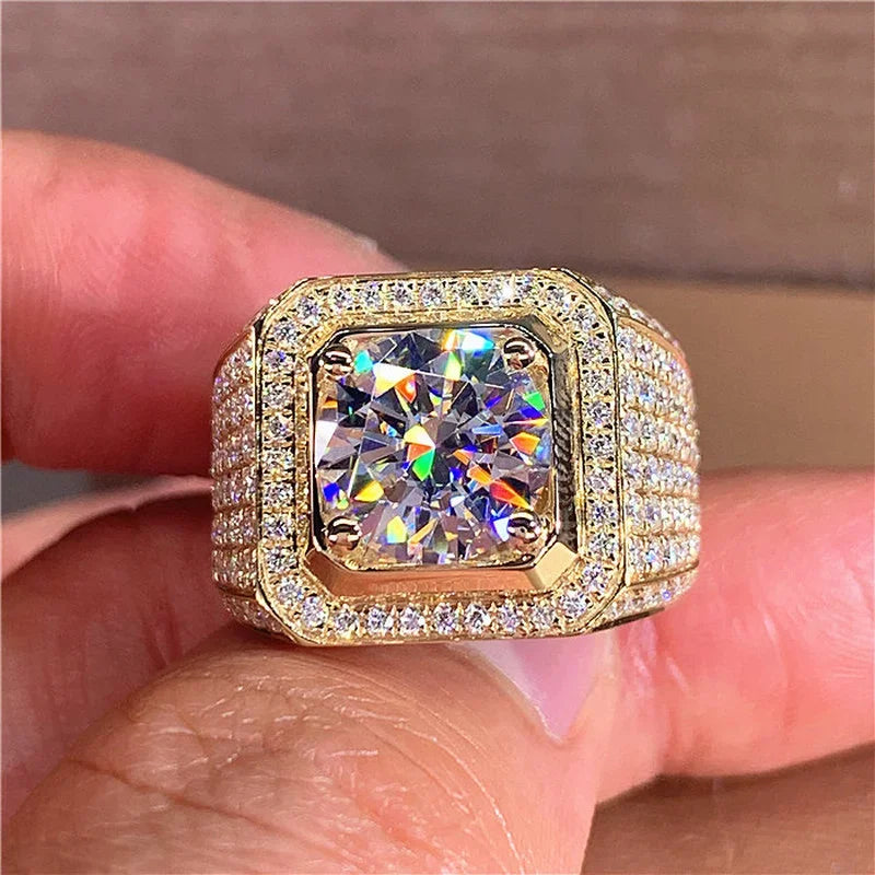 Bague Homme Pierre Ronde VVS1 Sertie Griffes – CLEVI Paris