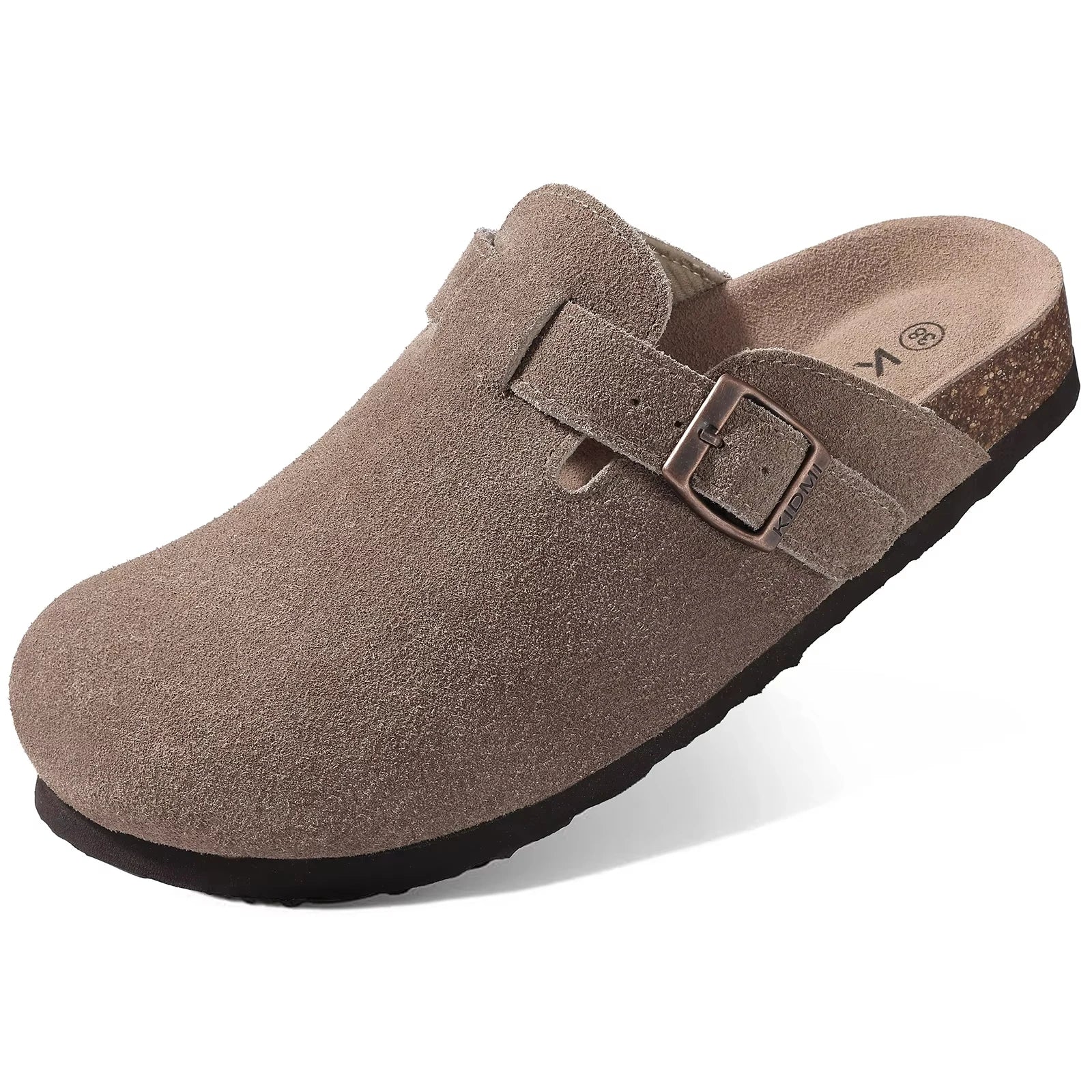 Mules Suède Boucle Métal Semelle Liège Soutien de Voûte | Mixte EU 36-46