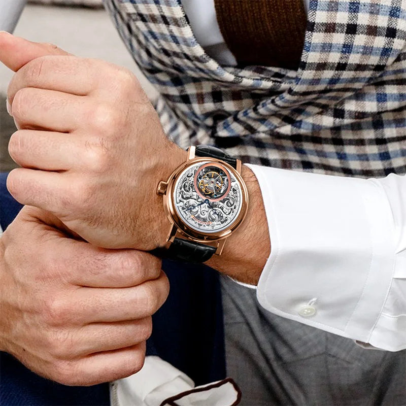 Montre Homme Tourbillon Manuel HAOFA K008 – Or Massif 18K Squelette Sculpté Verre Saphir Édition Limitée – CLEVI Paris