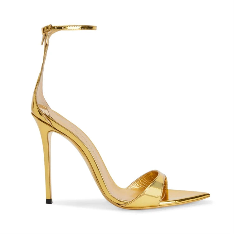 Escarpins Talon Aiguille Bout Pointu Bride Femme Cuir Verni – CLEVI Paris