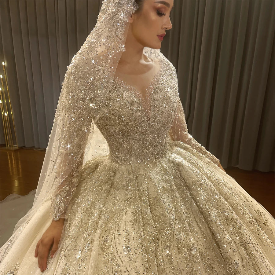 Voile de mariée cathédrale perlé 3 m – CLEVI Paris