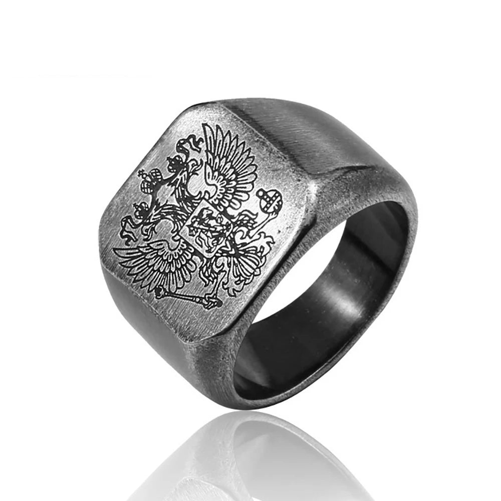 Bague double aigle en acier 316L – CLEVI Paris