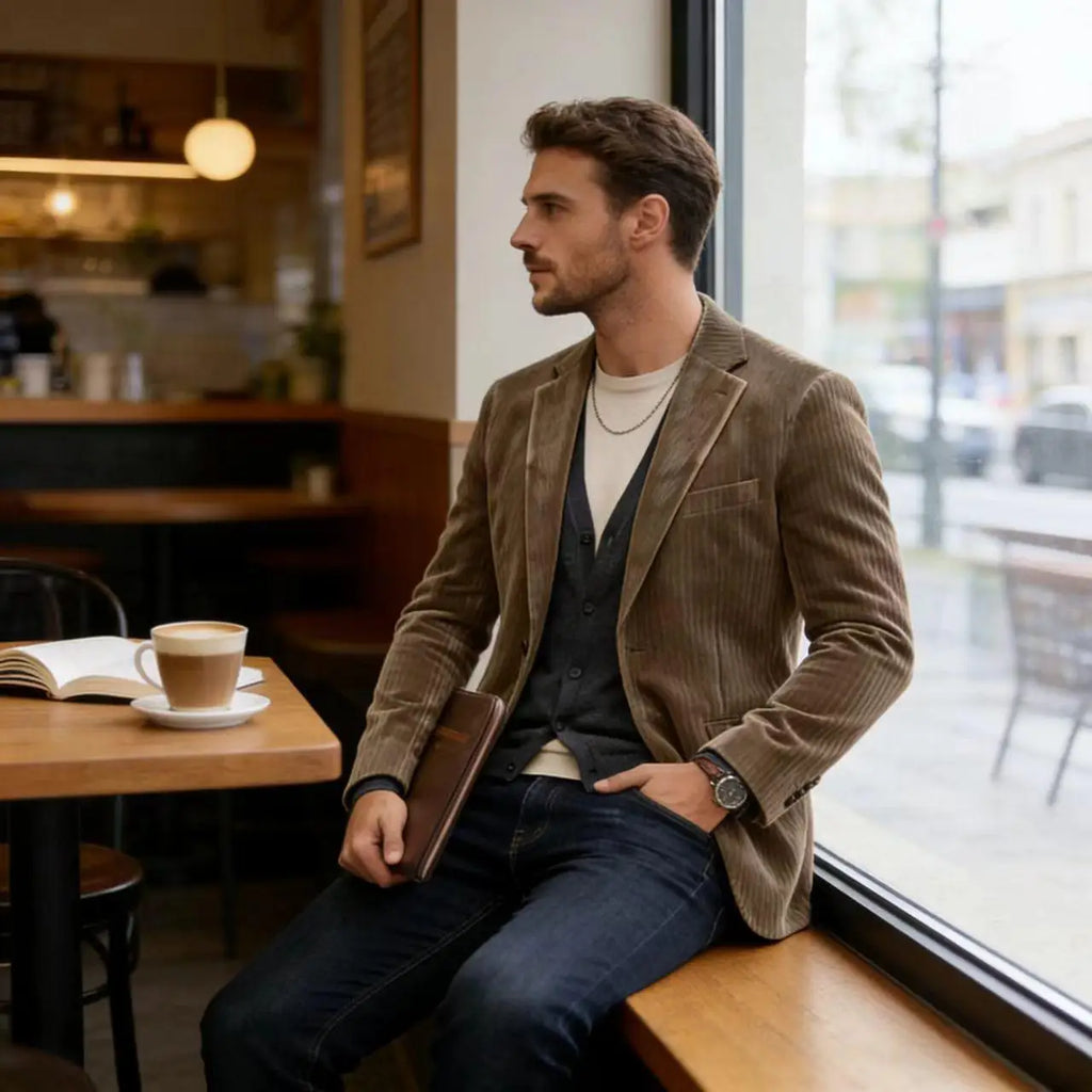 Blazer homme en velours côtelé, coupe ajustée – CLEVI Paris
