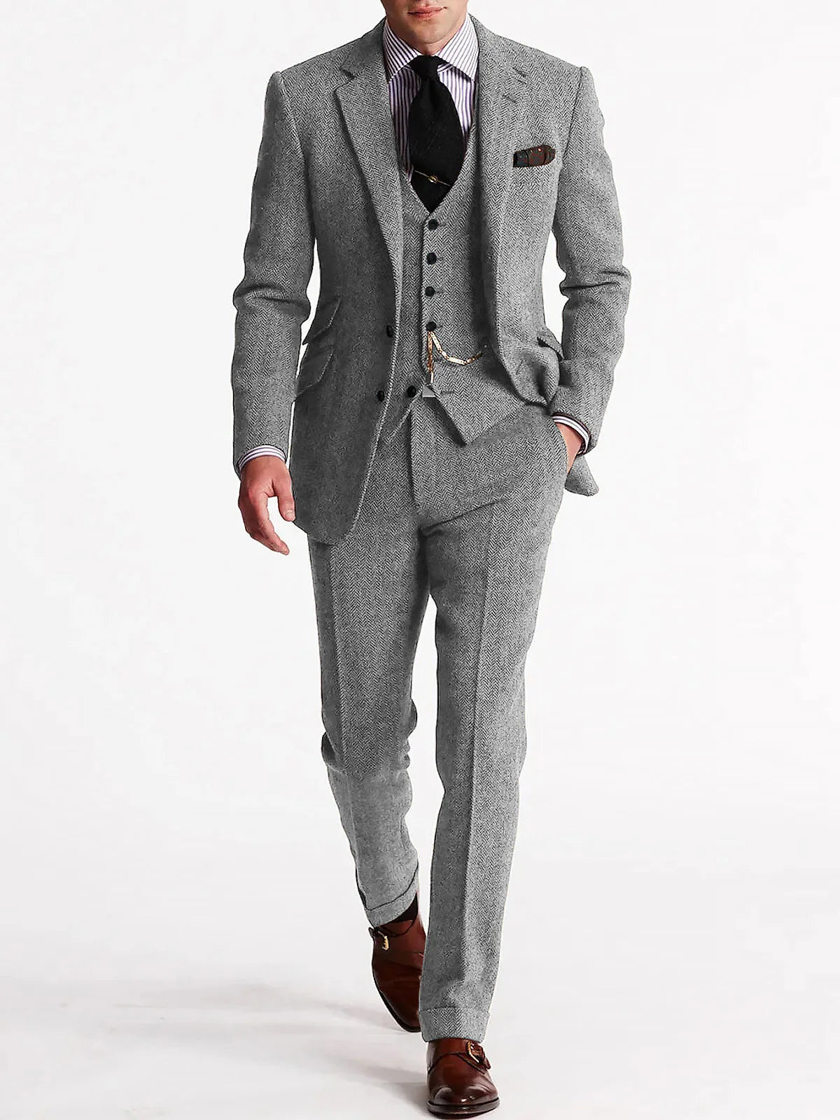Costume homme en tweed 3 pièces – CLEVI Paris