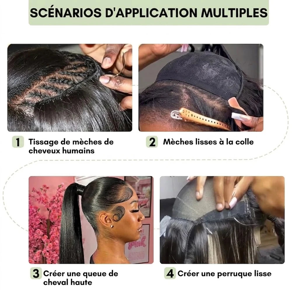 Extensions Cheveux Humains Brésiliens Lisses – Bundles Double Trame – CLEVI Paris