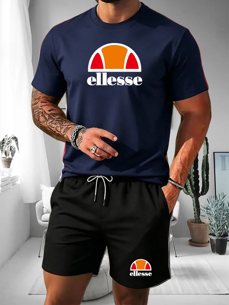 Ensemble 2 Pièces Homme T-shirt Col Rond + Short Cordon Été 2026 – Casual Sport, 20 Coloris, S à XXL – CLEVI Paris