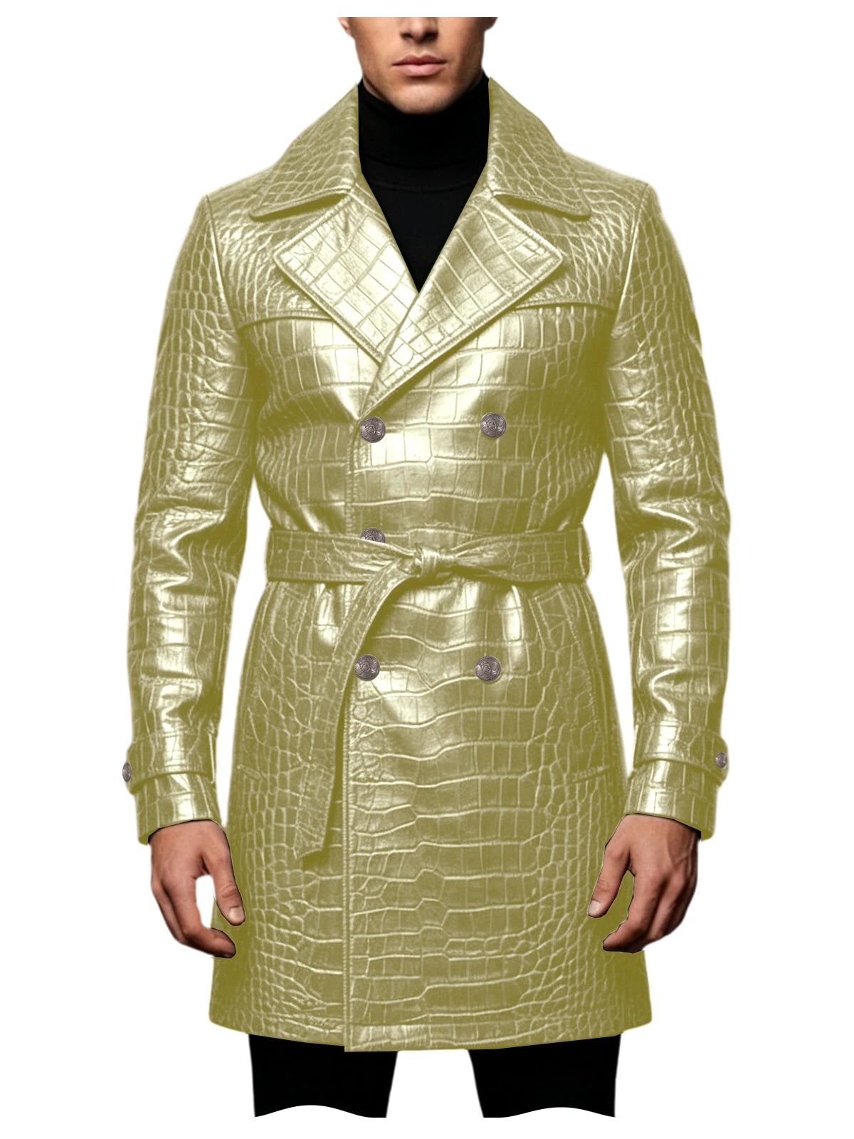 Manteau homme en similicuir effet crocodile – CLEVI Paris