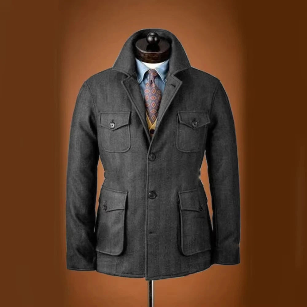 Veste homme en laine mélangée, 4 poches – CLEVI Paris