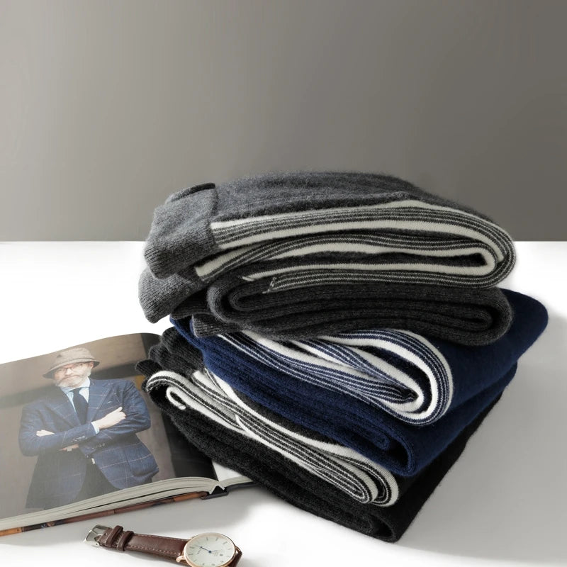 Ensemble homme cachemire à bandes – CLEVI Paris