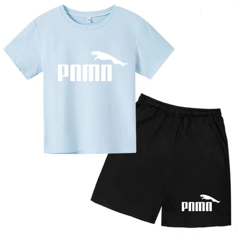 Ensemble enfant T-shirt à lettres et short uni – CLEVI Paris