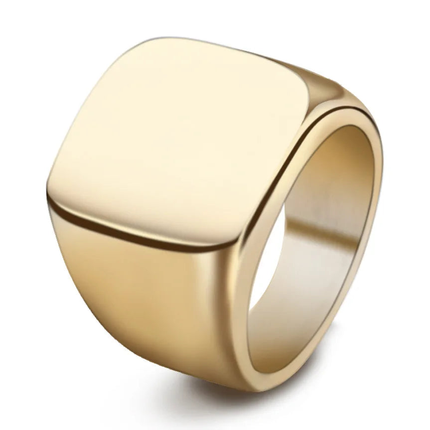 Chevalière carrée à graver en acier 316L – CLEVI Paris