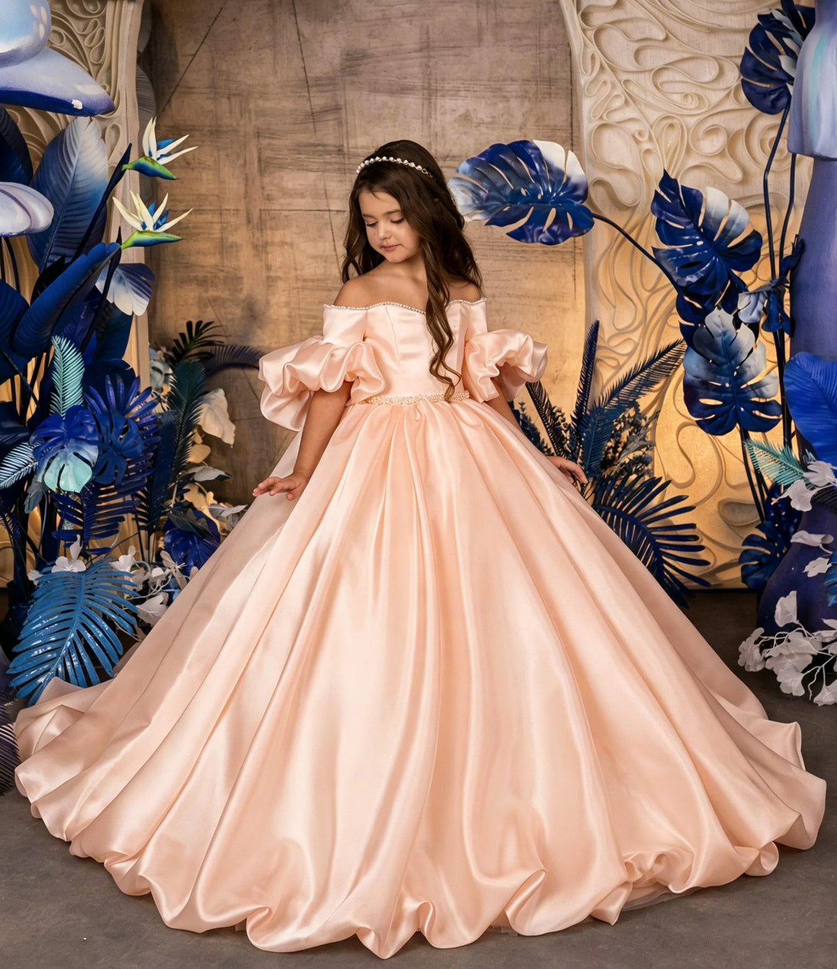 Robe cérémonie fille en satin ZHJ – CLEVI Paris