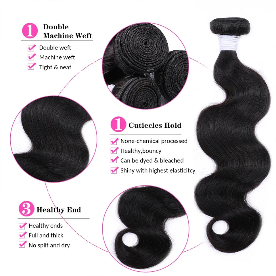 Extensions Cheveux Humains Brésiliens Ondulés Body Wave Virgin Hair – CLEVI Paris