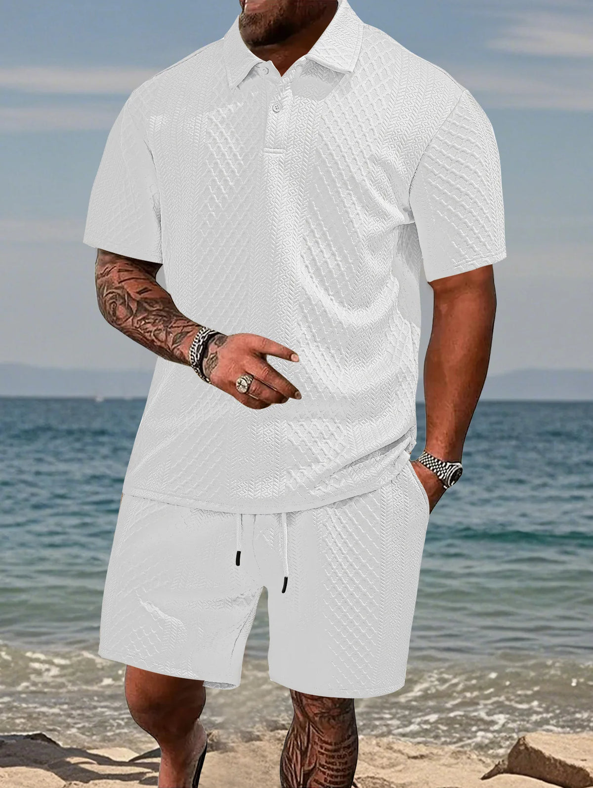 Ensemble homme polo et short de plage – CLEVI Paris