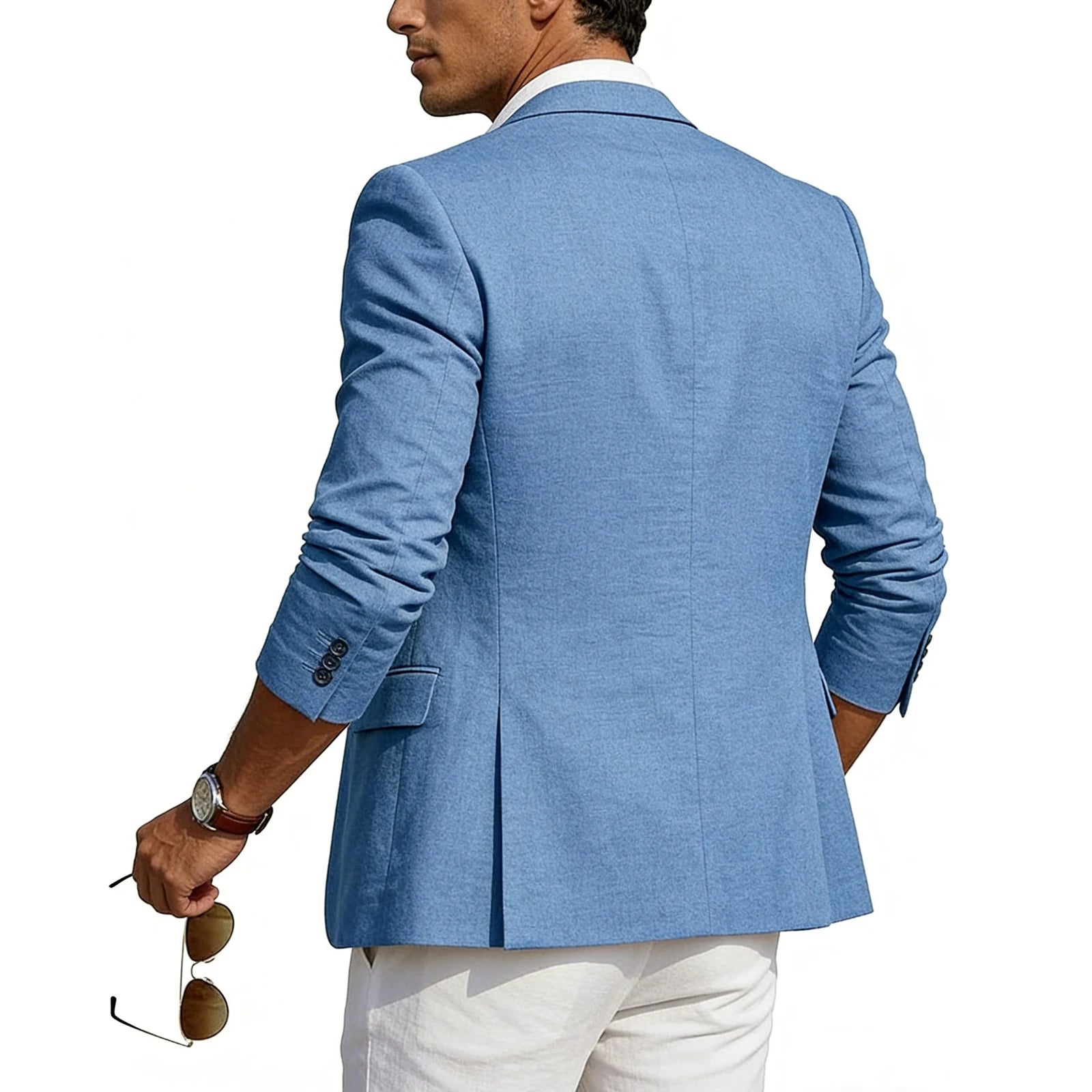 Blazer Homme Casual Lin Slim Fit Léger Un Bouton Mariage Plage – CLEVI Paris