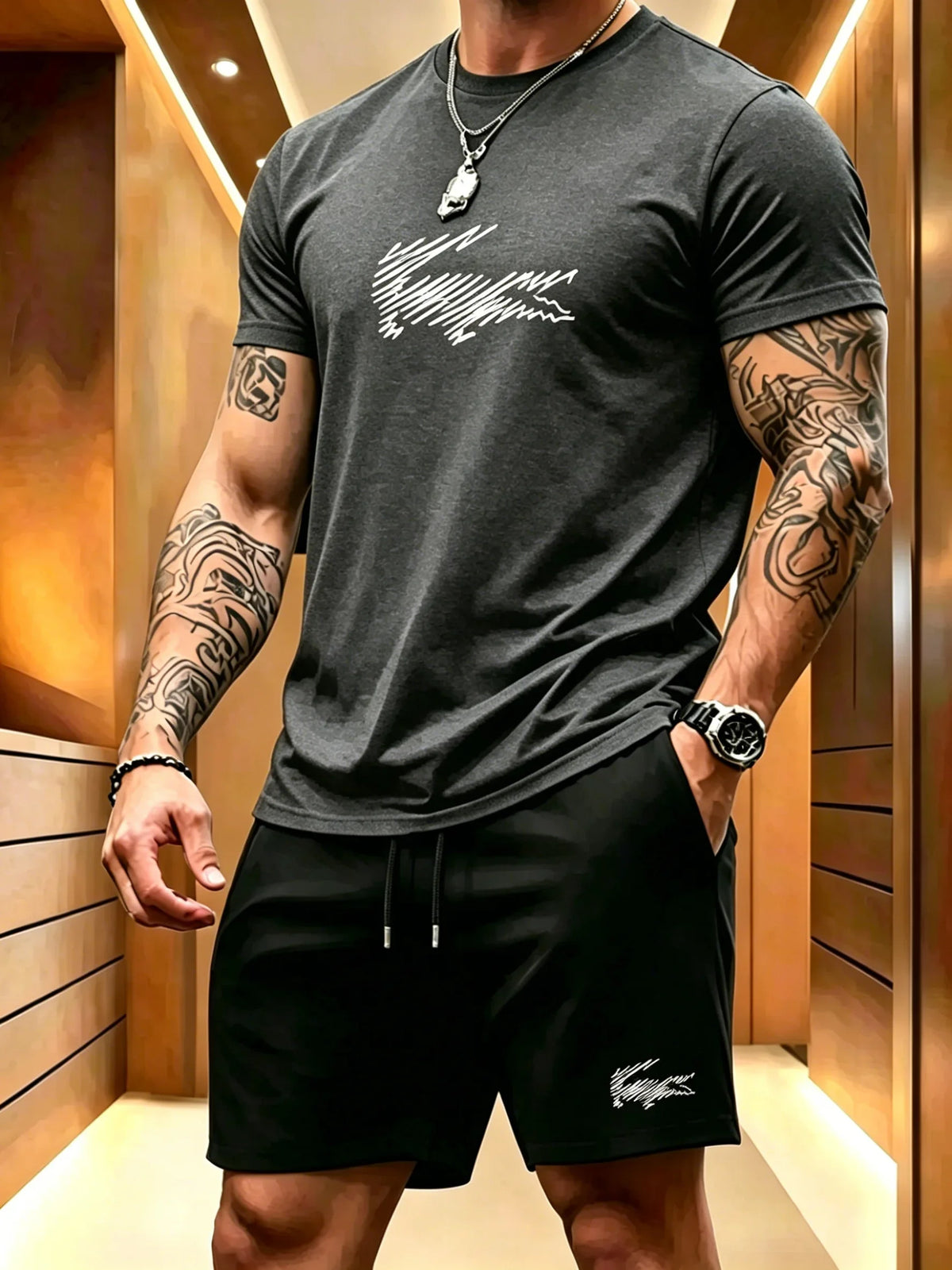 Ensemble sport homme t-shirt et short – CLEVI Paris