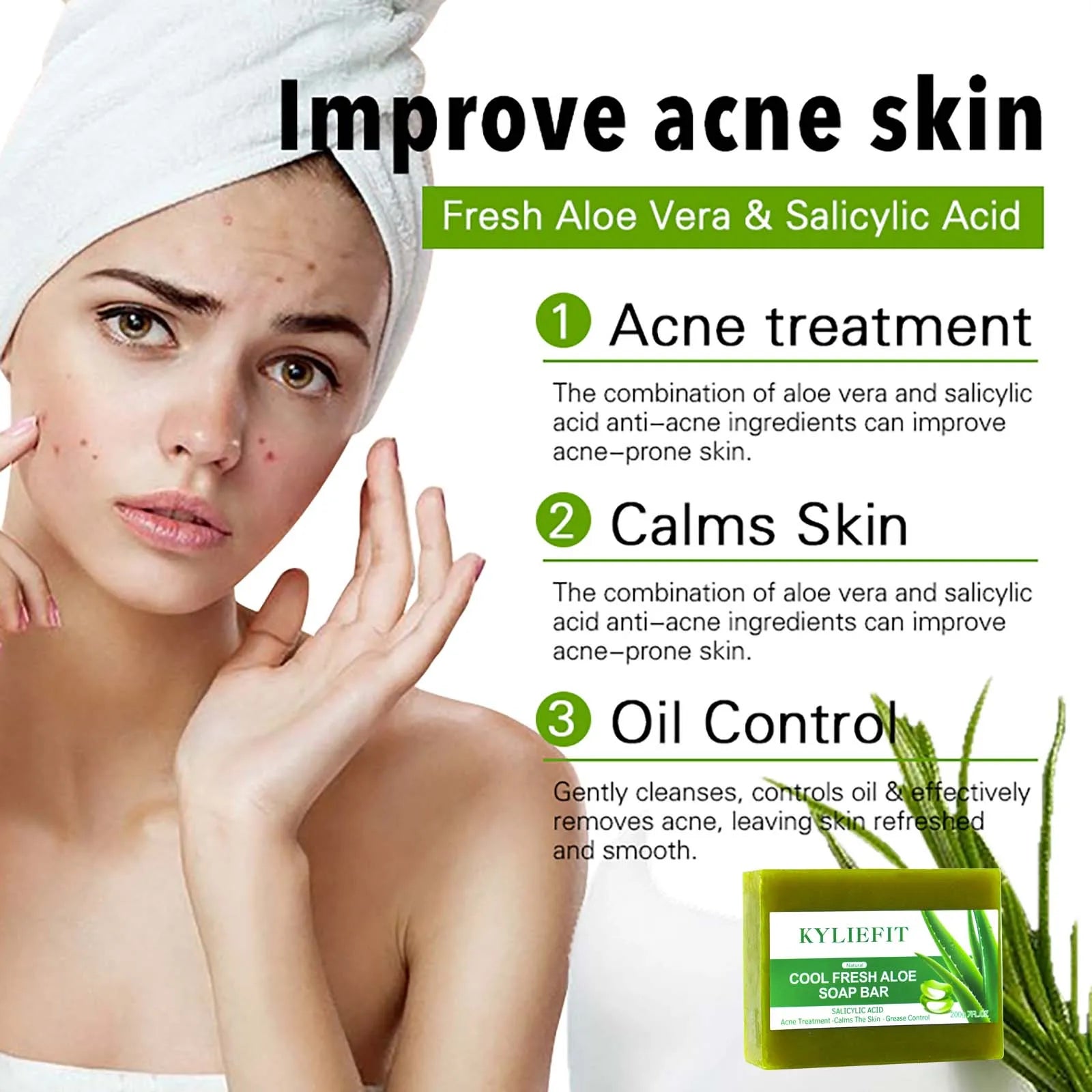 Savon Aloé Vera Éclaircissant Anti-Acné AILKE – Contrôle Sébum & Teint Uniforme – CLEVI Paris
