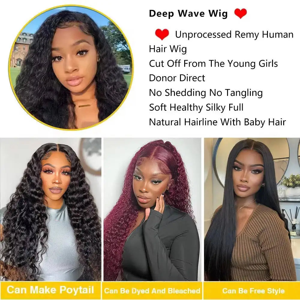 Perruque Deep Wave HD, cheveux humains – CLEVI Paris