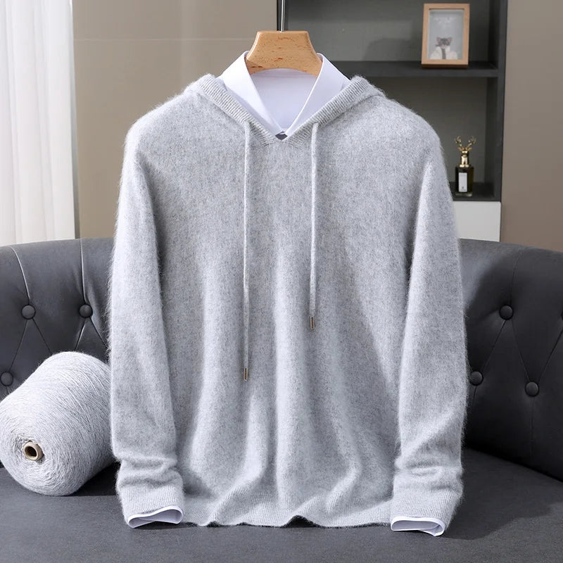 Pull Homme 100% Cachemire Vison À Capuche Coupe Ample MVLYFLRT – Tricot Épais Casual – 10 Coloris, S à XXXL – CLEVI Paris