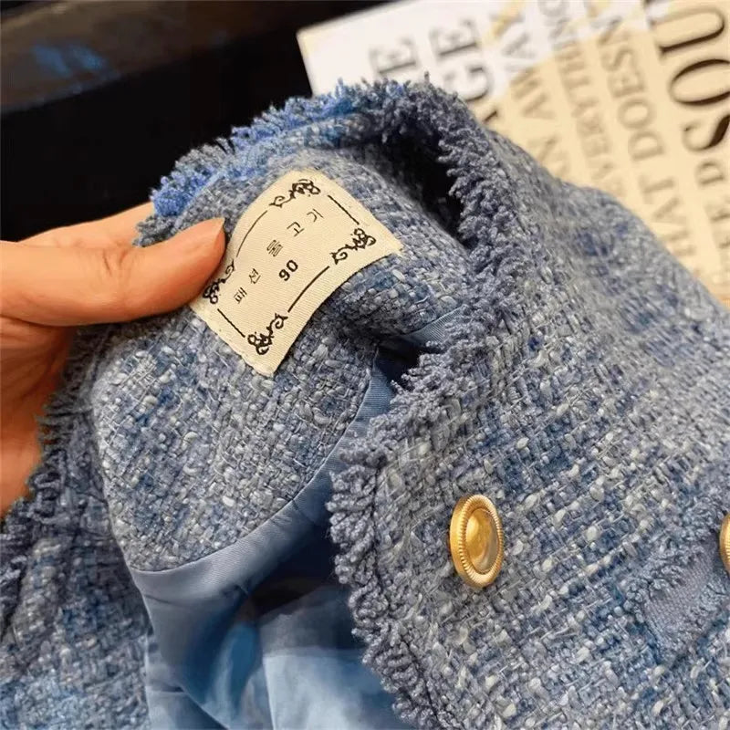 Ensemble fille bleu ciel cardigan et jupe – CLEVI Paris